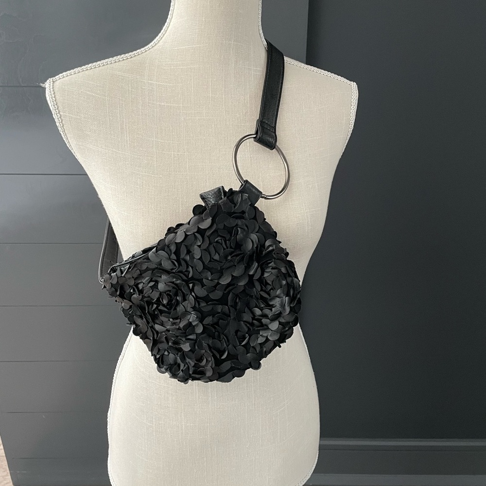 Flower rosette Belt bum bag  Fanny pack Black - Picture 4 of 5